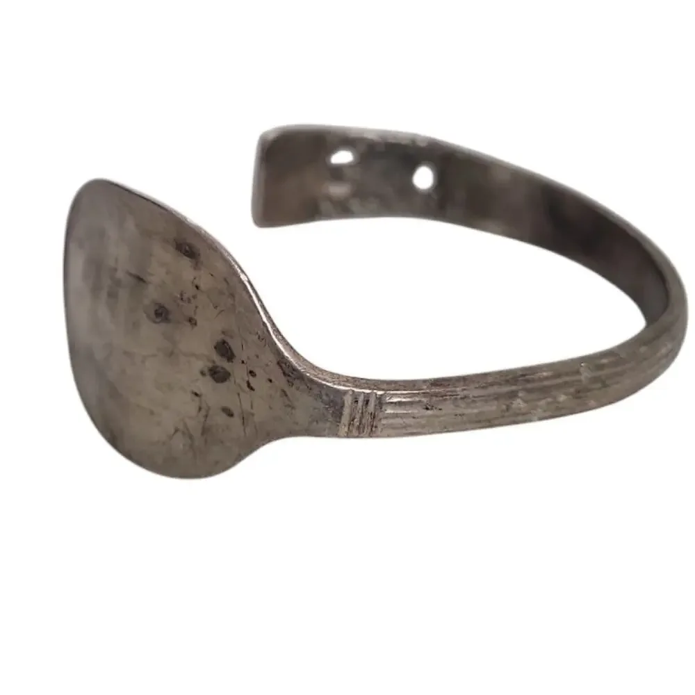 Handcrafted Silver Plated Floral Cuff Spoon Bracelet